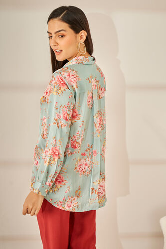 Teal Floral Straight Top, Teal, image 6